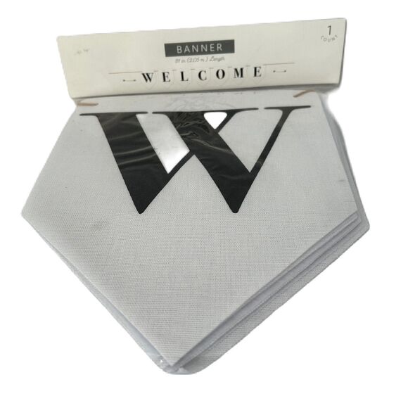 Welcome Banner Decor White Black 81 inches Decorative Farmhouse Casual Classic - Picture 1 of 6